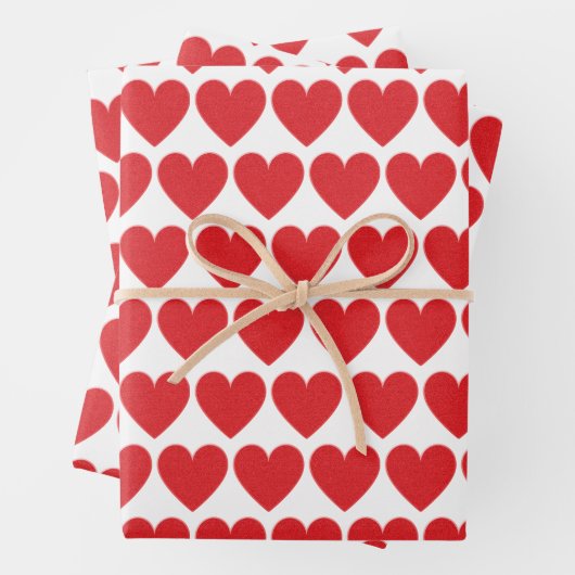 Red Glitzer Heart Pattern Geschenkpapier Set (Beispiel)