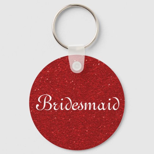 Red Glitzer Heart Personalisiert Bridesmaid Schlüsselanhänger (Vorderseite)