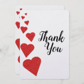 Red Glitzer Hearts Dankeschön-Karte Dankeskarte (Vorne/Hinten)