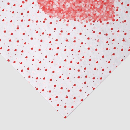 Red Glitzer Hearts Pattern Seidenpapier (Ausschnitt)