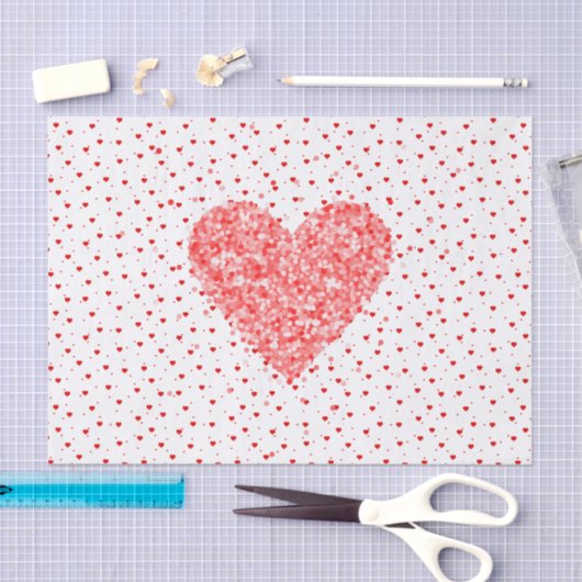 Red Glitzer Hearts Pattern Seidenpapier (Handwerk)