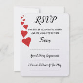 Red Glitzer Hearts Wedding RSVP (Rückseite)