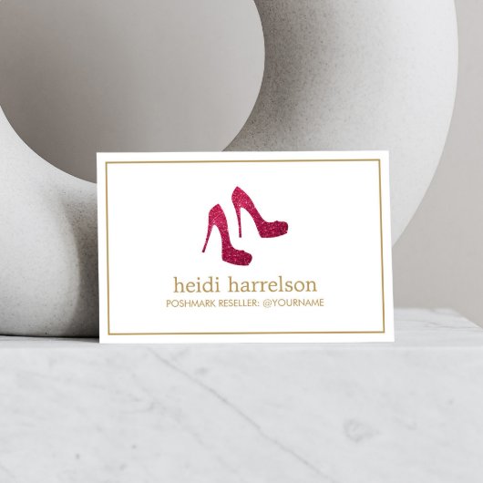 Red Glitzer Heelses Boutique, Poshmark Verkäufer Visitenkarte