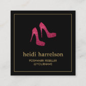 Red Glitzer Heelses Boutique, Postmark Seller Blac Quadratische Visitenkarte (Vorderseite)