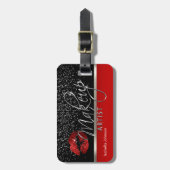 Red Glitzer Lip 💋 Makeup Artist Gepäckanhänger (Vorderseite vertikal)