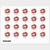 Red Glitzer Lips 3 - Tester Runder Aufkleber (Blatt)