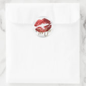 Red Glitzer Lips 3 - Tester Runder Aufkleber (Tasche)