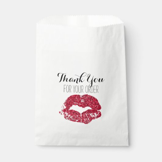 Red Glitzer Lips Danke Bag Geschenktütchen (Vorderseite)