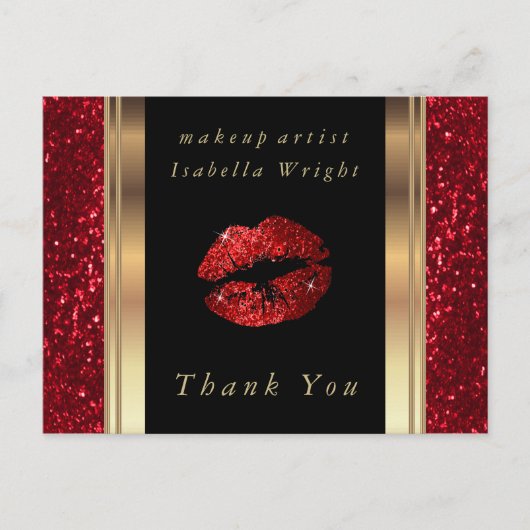 Red Glitzer Lips - Danke Postkarte (Vorderseite)