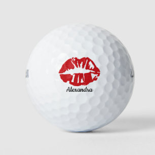 Red Glitzer Lipstick Girly Kiss Kundenname Golfball