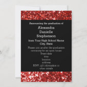 Red Glitzer Look 1 Foto Abschluss Einladung (Rückseite)