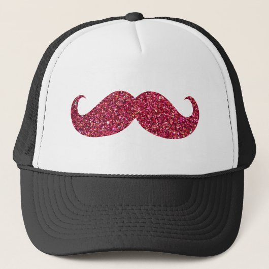 Red Glitzer Mustache Truckerkappe (Vorderseite)