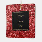 Red Glitzer Peace Liebe Joy Keramikornament (Links)