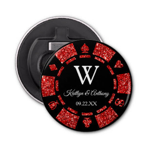Red Glitzer Poker Chip Casino Hochzeitsfeier Gefal Flaschenöffner
