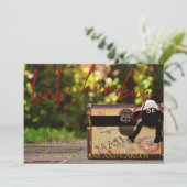 Red Glitzer Script Bah Humbug Weihnachtsfotokarte (Stehend Vorderseite)