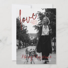 Red Glitzer Script Elegantes Foto Weihnachtskarte