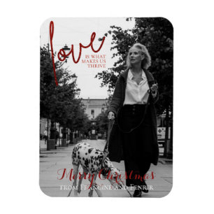 Red Glitzer Script Elegantes Foto Weihnachtskarte Magnet