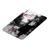 Red Glitzer Script Elegantes Foto Weihnachtskarte Magnet (Linke Seite)