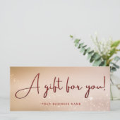 Red Glitzer Script Geschenkgutschein (Stehend Vorderseite)