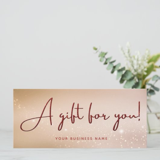Red Glitzer Script Geschenkgutschein (Stehend Vorderseite)
