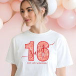 Red Glitzer Script Sweet 16 Birthday Tri-Blend Shirt<br><div class="desc">Feiern Sie ein besonderes Sweet 16 mit diesem eleganten Red Glitzer Drehbuch Geburtstag Trimix Shirt. Dieses Shirt mit einem feinen Glitzer "16" Design und einem anpassbaren Namen in einem stilvollen Skript ist die perfekte Mischung aus Chic und Komfort. Ideal für Geburtstagsfeiern oder als Sake, das weiche Tri-Mix-Gewebe sorgt für ein...</div>