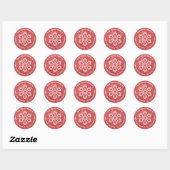 Red Glitzer Snowflake - Circle Rücksendeadresse Runder Aufkleber (Blatt)
