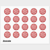 Red Glitzer Snowflake - Circle Sticker (Blatt)
