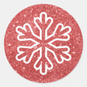 Red Glitzer Snowflake - Circle Sticker (Vorderseite)