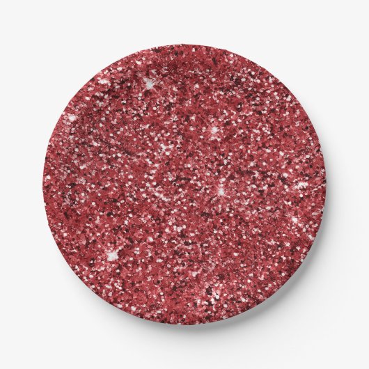 Red Glitzer Sparkle Pappteller (Vorderseite)