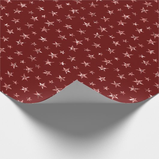 Red Glitzer Stars Geschenkpapier (Ecke)