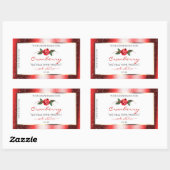 Red Glitzer Stars White Product Labels Rose Blume Rechteckiger Aufkleber (Blatt)