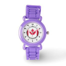 Red Glitzer Strap Watch für Kid's Canada Flag Armbanduhr