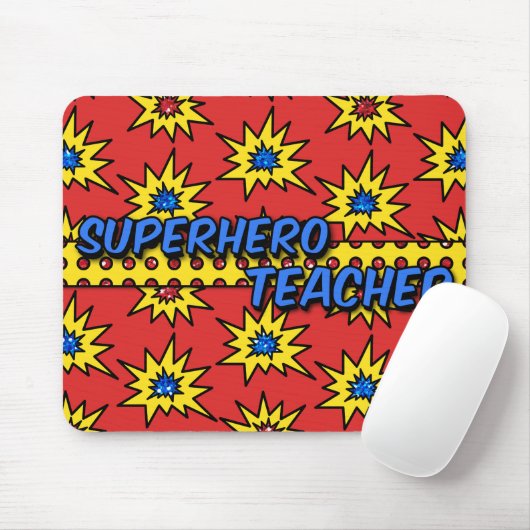 Red Glitzer Superhero Teacher Mousepad (Mit Mouse)