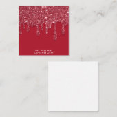 Red Glitzer Tropfen Custom Christmas Mitteilungskarte (Vorne/Hinten)