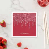 Red Glitzer Tropfen Holiday Name Paper Serviette (Beispiel)