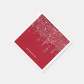 Red Glitzer Tropfen Holiday Name Paper Serviette (Ecke)
