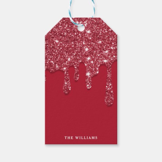 Red Glitzer Tropfen Individuelle Name Geschenkanhänger (Vorderseite)