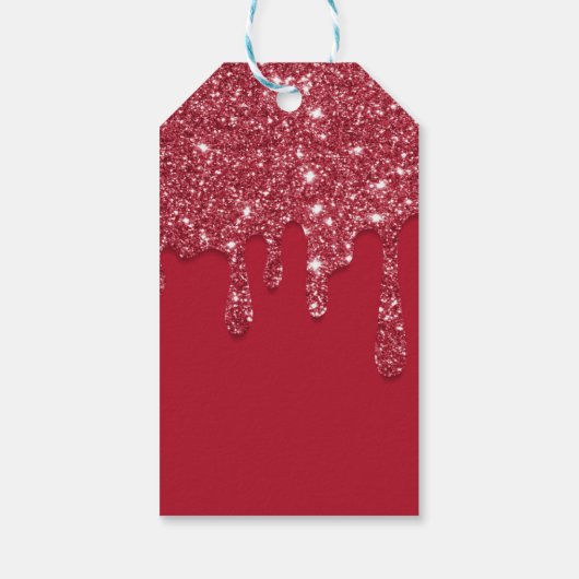 Red Glitzer Tropfen Individuelle Name Geschenkanhänger (Rückseite)