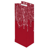 Red Glitzer Tropfen Individuelle Name Geschenktüte Für Weinflaschen (Rückseite Schrägansicht)