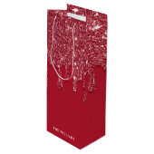 Red Glitzer Tropfen Individuelle Name Geschenktüte Für Weinflaschen (Vorderseite Schrägansicht)