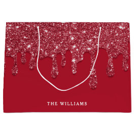 Red Glitzer Tropfen Individuelle Name Große Geschenktüte
