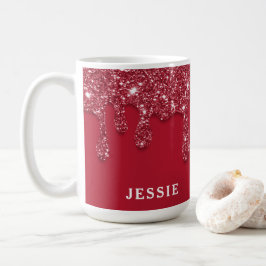 Red Glitzer Tropfen Individuelle Name Kaffeetasse