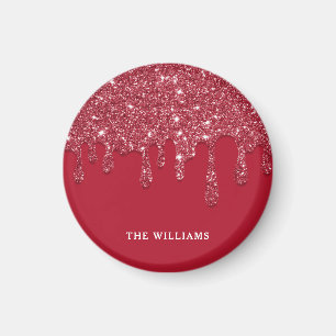 Red Glitzer Tropfen Individuelle Name Magnet