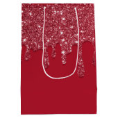 Red Glitzer Tropfen Individuelle Name Mittlere Geschenktüte (Rückseite)