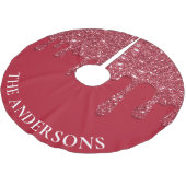 Red Glitzer Tropfen Individuelle Name Polyester Weihnachtsbaumdecke (Schrägansicht)