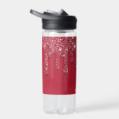 Red Glitzer Tropfen Individuelle Name Trinkflasche (Rechts)