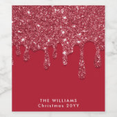 Red Glitzer Tropfen Individuelle Name Weinetikett (Einzelnes Label)