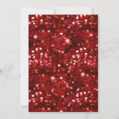 Red Glitzer Valentine Hearts 16 . Geburtstag Einladung (Rückseite)