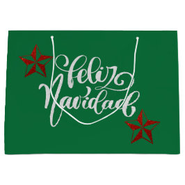 Red Glitzer Weihnachtsstern Große Geschenktüte