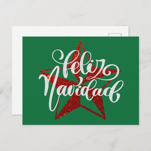 Red Glitzer Weihnachtsstern Postkarte (Vorne/Hinten)